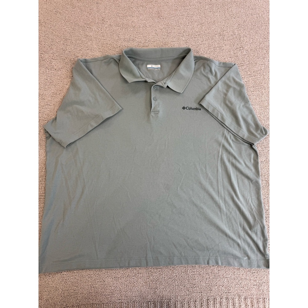 Columbia Sportswear Mens XXL Polo Shirt Short Sleeve Sage Green Pique Logo